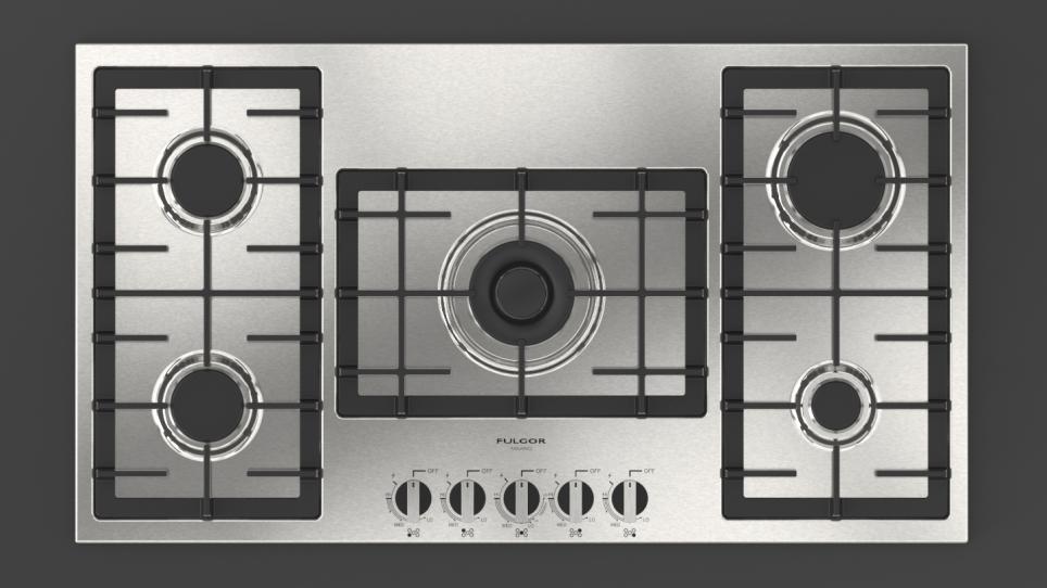 Fulgor Milano F4GK36S1 400 Series Gas Cooktop with 5 Burners 36 Stainless Steel 