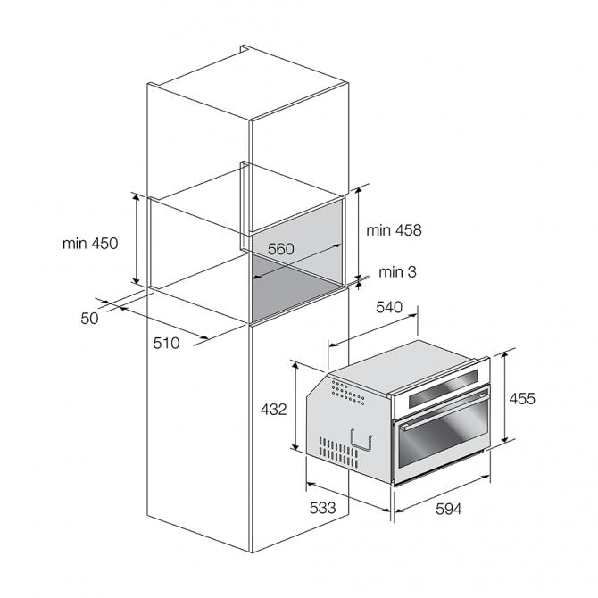 Cutout forni H455mm
